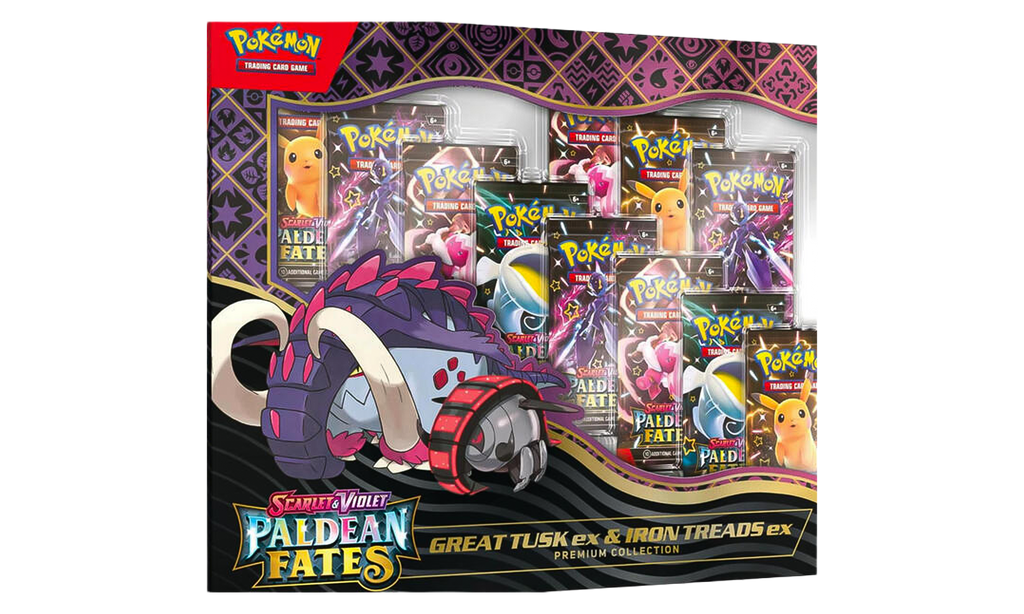 2025 Pokémon Scarlet & Violet "Paldean Fates Great Tusk ex & Iron Treads ex Premium Collection Box" POKE048